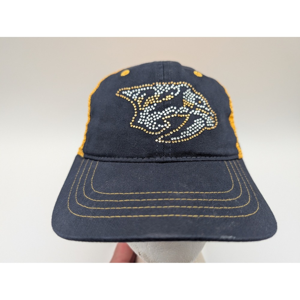 Nashville Predators Zephyr Arena Exclusive Rhinestone Trucker Hat Navy Yellow